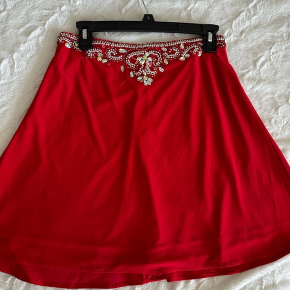 Red two piece beaded homecoming formal dress - Picture 11 of 16